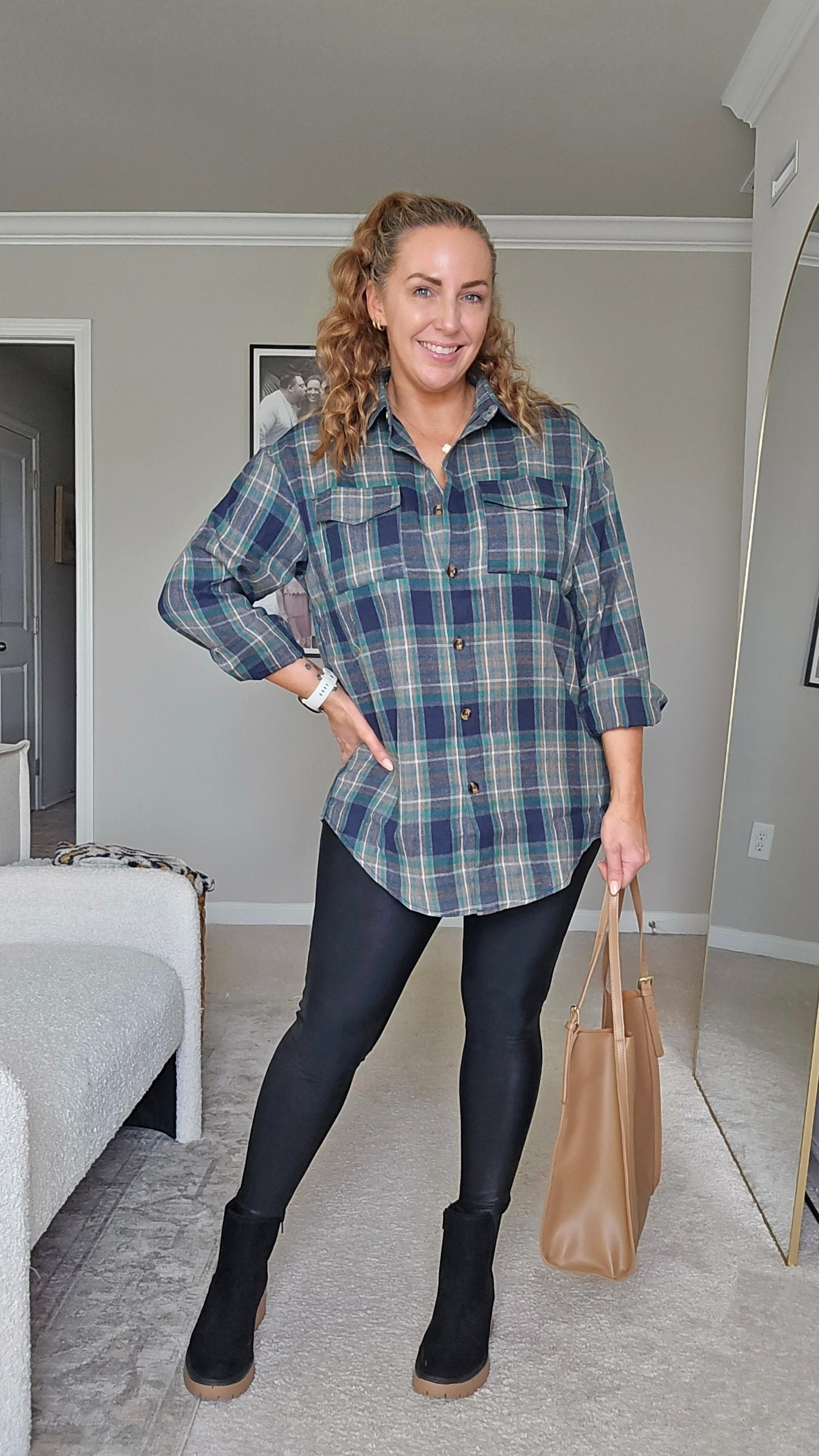 Easy layering with a cozy plaid moment 🤎 This blue/green/brown plaid button-down from Yepmoll pairs perfectly with faux leather leggings and booties for an effortless, pulled-together look.#LTKfinds #AmazonFashion

#LTKSeasonal #LTKMidsize #LTKPetite