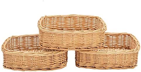 Rectangle small wicker baskets for sundries 3pcs storage bins. | Amazon (US)