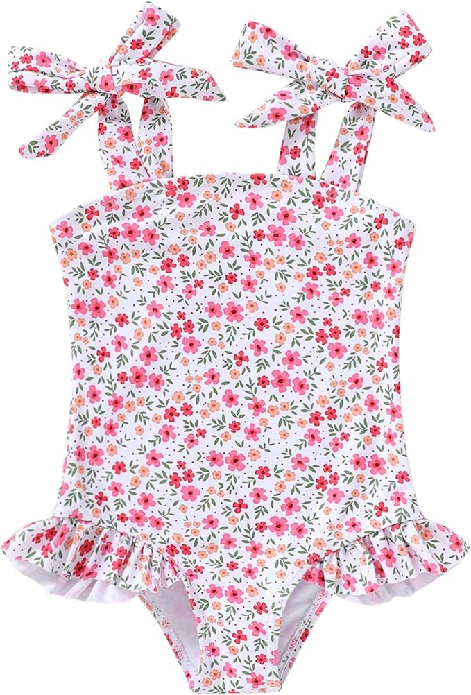 YOUNGER TREE Toddler Swimsuit Girl Color Block Stripe One-Piece Swimwear Baby Girl Bathing Suits | Amazon (US)