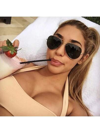 1 Pc Oversized Women 2022 Vintage Sunglasses Women Brand Designer Glasses For Women/Men Retro 302... | SHEIN