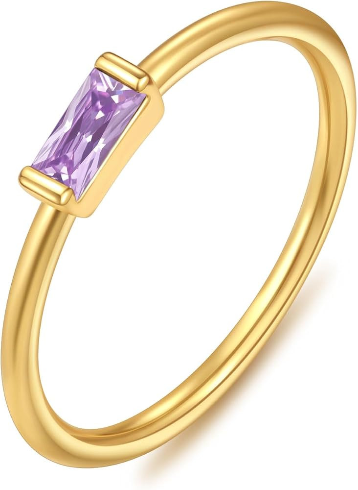 KOHOTA Gold Silver Birthstone Rings for Women Non Tarnish Dainty Rings | Amazon (US)