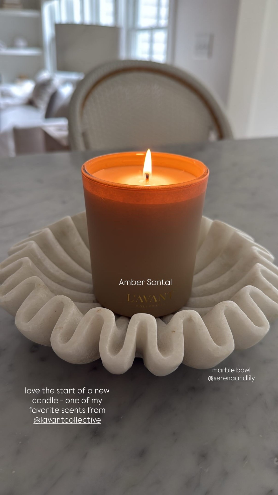 Love the start of a new candle - one of my favorite scents Amber Santal from @lavantcollective  

marble bowl @serenaandlily

#LTKHome