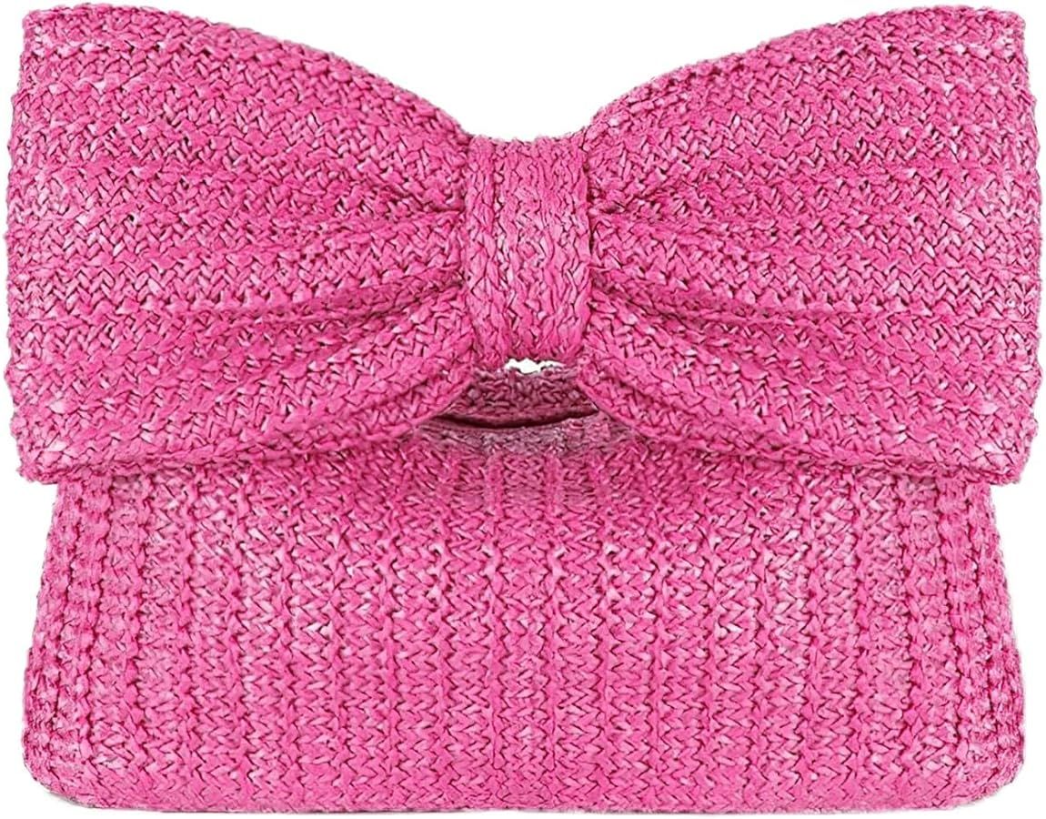 Women's Straw Wallet Bow Wallet Clutch Bag Evening Bag Vacation Beach Party Wedding 2024 New | Amazon (US)