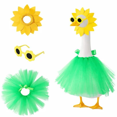 Sunflower Porch Goose Outfits for 23 Inch Lawn Goose, Summer Goose Outfit Set with Headpiece, Glasses and Tutu Skirt, Outdoor Garden Yard Patio Decoration | Walmart (US)