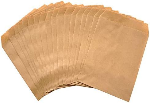 EONJOE 100-pack Kraft Paper treat Bags Flat favor bag for Sandwich Snacks Cookie Popcorn Party Sm... | Amazon (US)