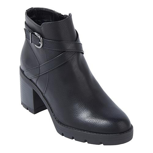 Naturalizer Madalynn Buckle Lug Bootie Water-Repellent - Black - Size 10 | HSN