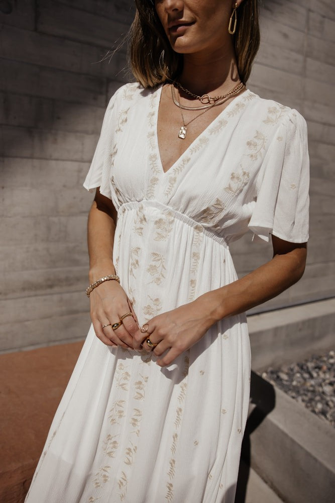 Lyla Embroidered Dress in White | Böhme US