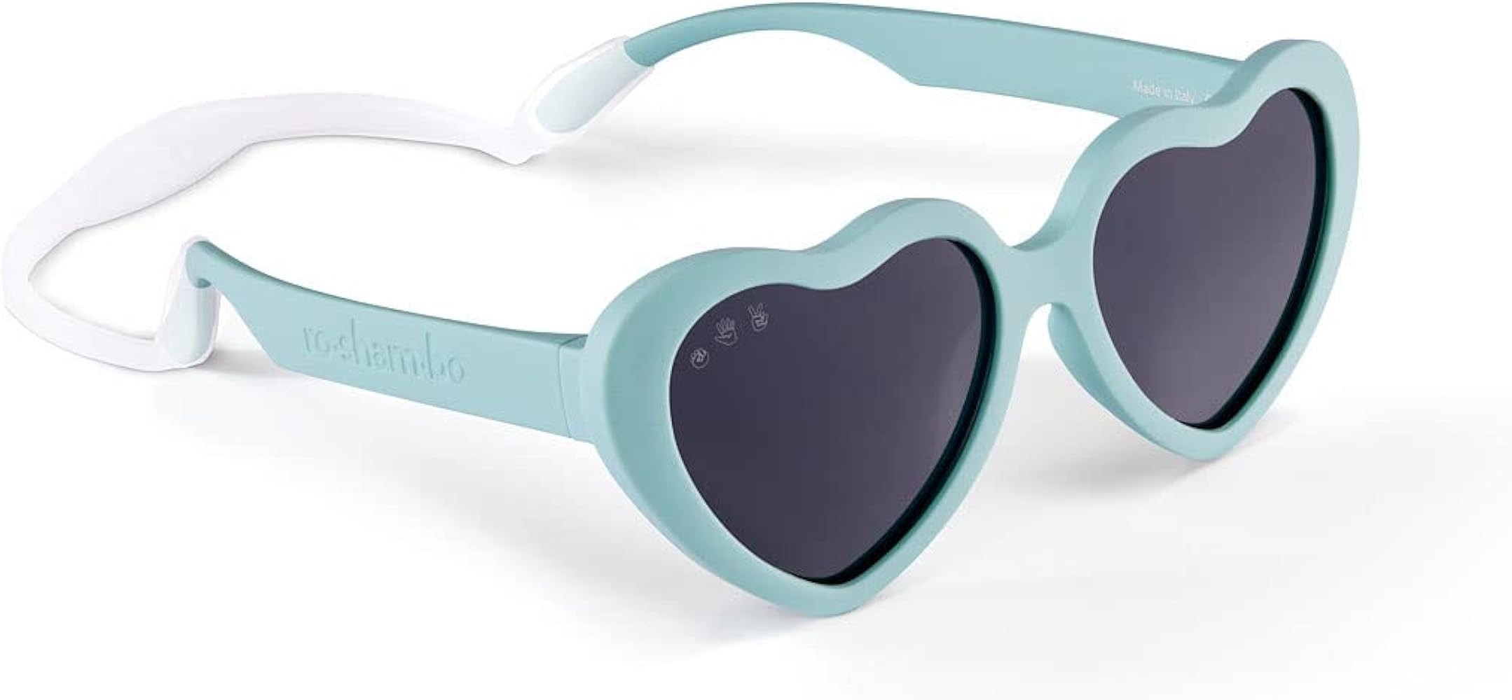 ROSHAMBO Unbreakable Baby Toddler Heart Sunglasses with Strap – Infants 0-24 months Girls Boys 2-4 years – Polarized Lens | Amazon (US)