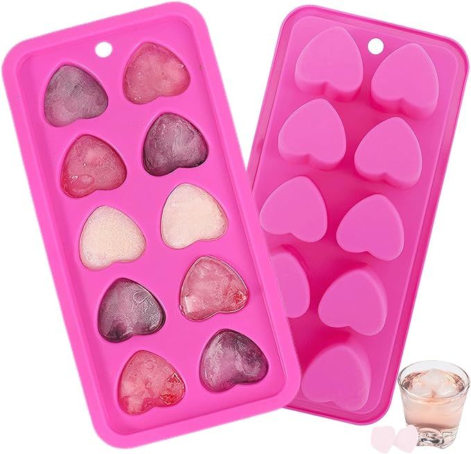 Heart Shaped Silicone Pink Ice Cube Trays, For DIY love Heart Ice Cubes, Chocolate, Candy, Easy R... | Amazon (US)