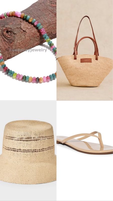 Summer accessories, colorful beaded necklace, straw bag, straw hat, bucket hat, beach flip-flops, tkees dupe

#LTKFindsUnder50 #LTKFindsUnder100 #LTKItBag