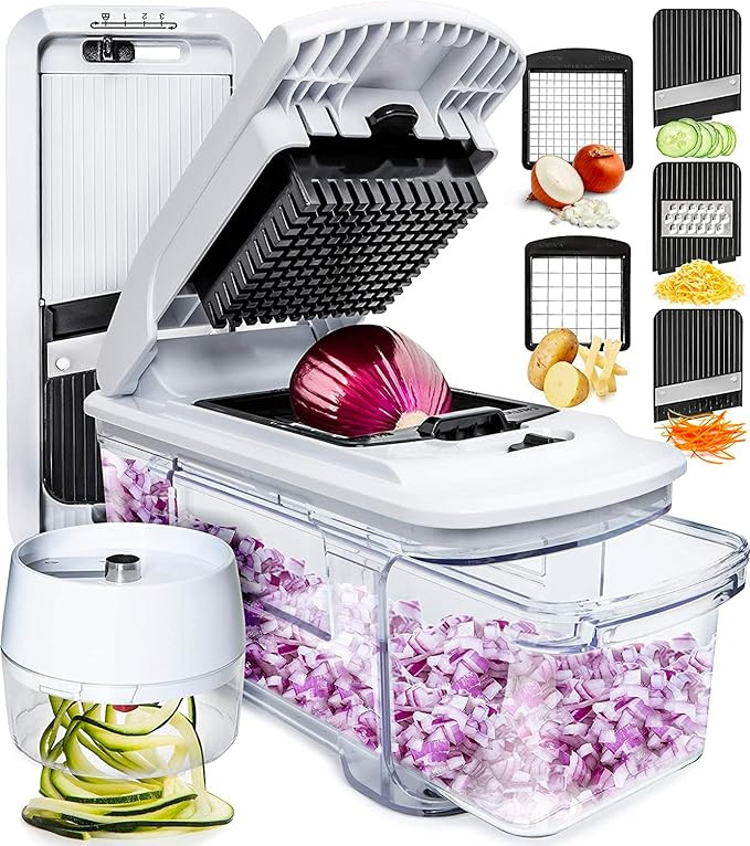Fullstar All-in-1 Vegetable Chopper, Mandoline Slicer & Cheese Grater | Multi Blade French Fry Cu... | Amazon (US)