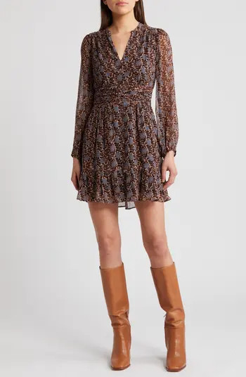 PAIGE Saunter Long Sleeve Crinkle Silk Dress | Nordstrom | Nordstrom