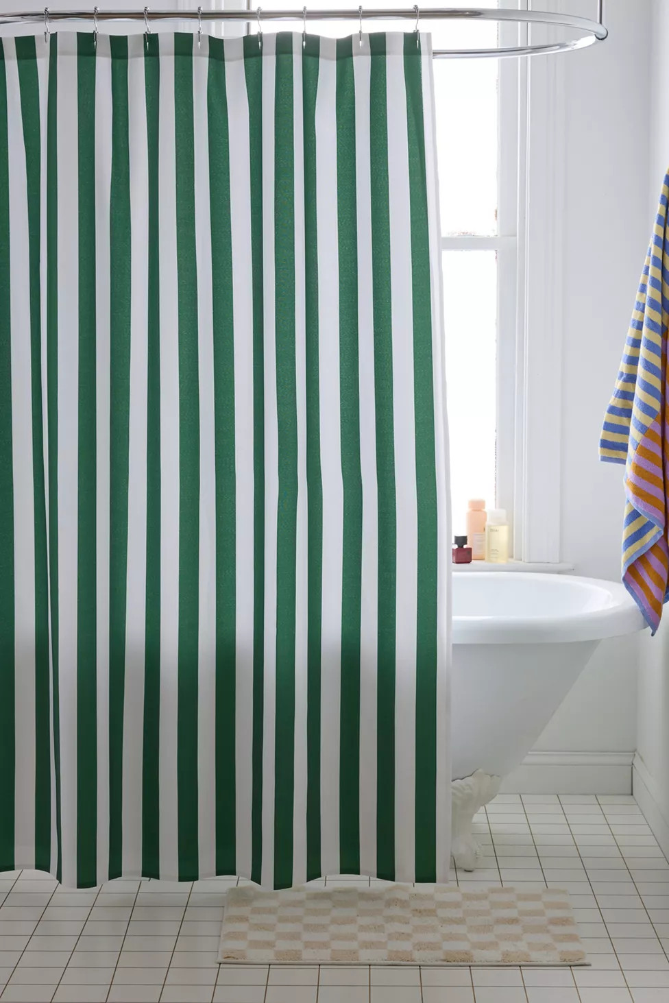 Honor And Obey Original Forest Green And White Trent Stripe Shower Curtain | Urban Outfitters (US and RoW)