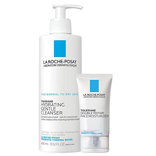 La Roche-Posay Toleraine Skin Care Set, Double Repair Face Moisturizer 40ml & Hydrating Gentle Cleanser 400ml, Oil Free Moisturizer & Face Wash, Formulated with Niacinamide | Amazon (US)