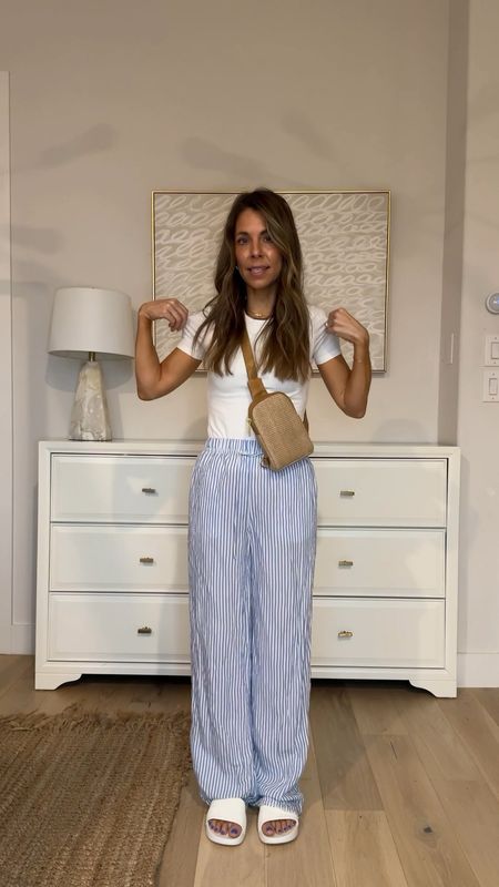 Travel outfit! Trending blue and white striped drawstring pants H&M and the best double lined seamless tee for $10!! 


#LTKFindsUnder50 #LTKStyleTip #LTKFindsUnder100