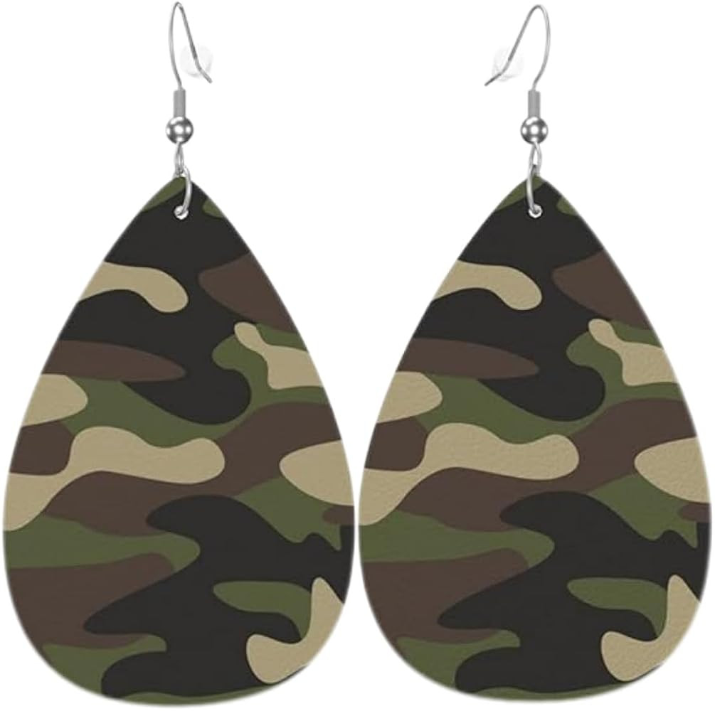 BOFILL Camoflage Earrings for Women Leather Camo Dangle Lightweight Soldier Cool Outfits Accessor... | Amazon (US)