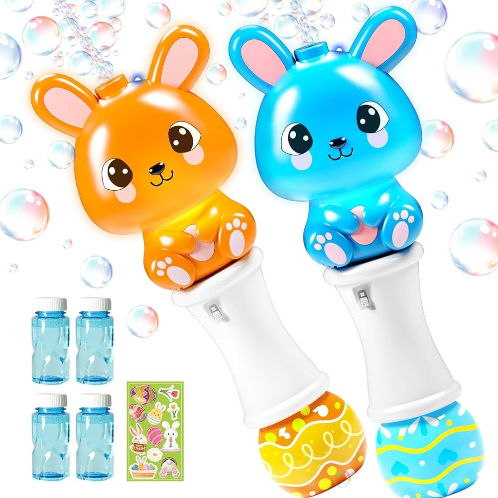 2 Pack Easter Bubble Wands for Kids, 11.2 inch Automatic Bubble Blower with Light for Girls Boys,... | Amazon (US)