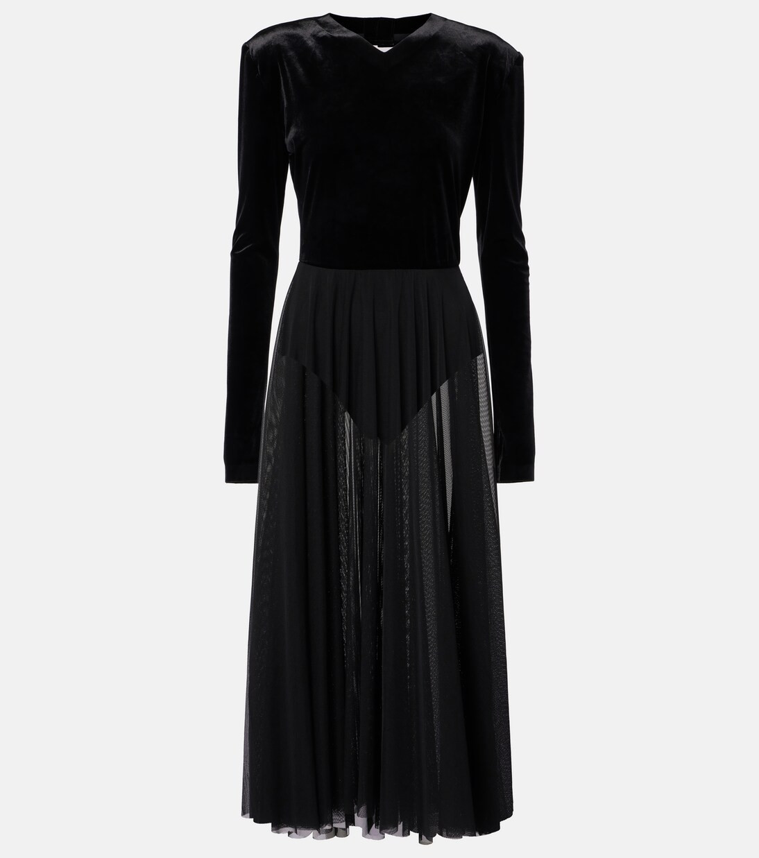 Velvet and mesh midi dress | Mytheresa (UK)