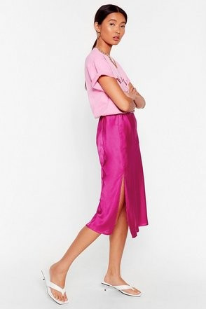 Slit the Mark Satin Midi Skirt | NastyGal (US & CA)