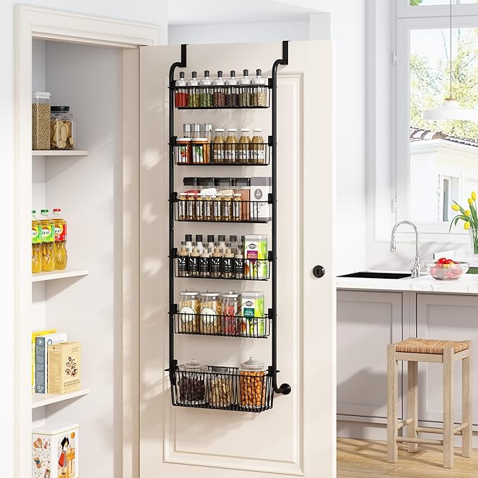 1Easylife 6-Tier Over the Door Pantry Organizer, Metal Pantry Organization and Storage with 6 Bas... | Amazon (US)