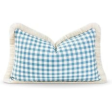 Hofdeco Premium Coastal Hampton Style Patio Indoor Outdoor Lumbar Pillow Cover Only, 12"x20" Wate... | Amazon (US)