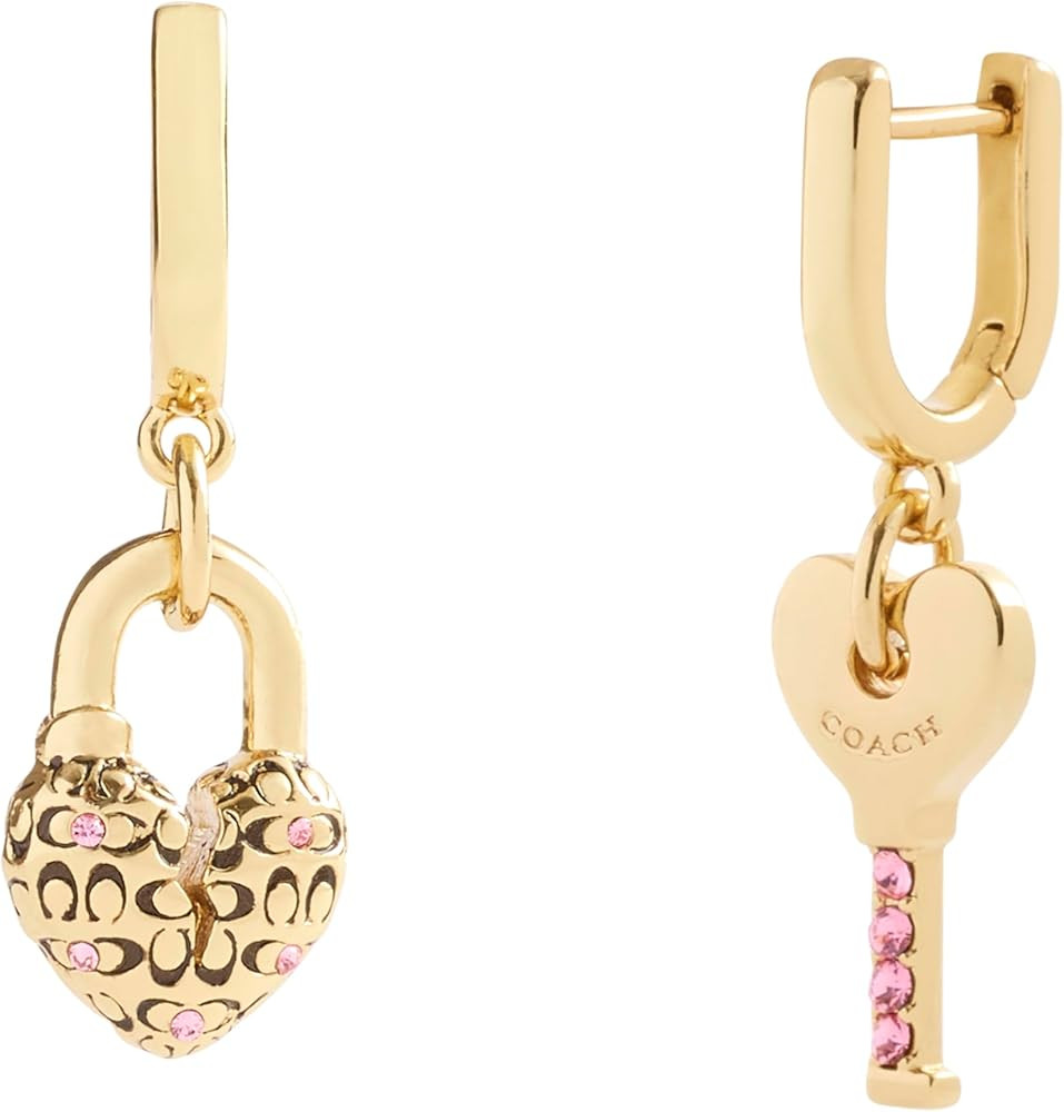 COACH Jewelry Women's Charming Charms Padlock & Key Huggie Earrings | Amazon (US)