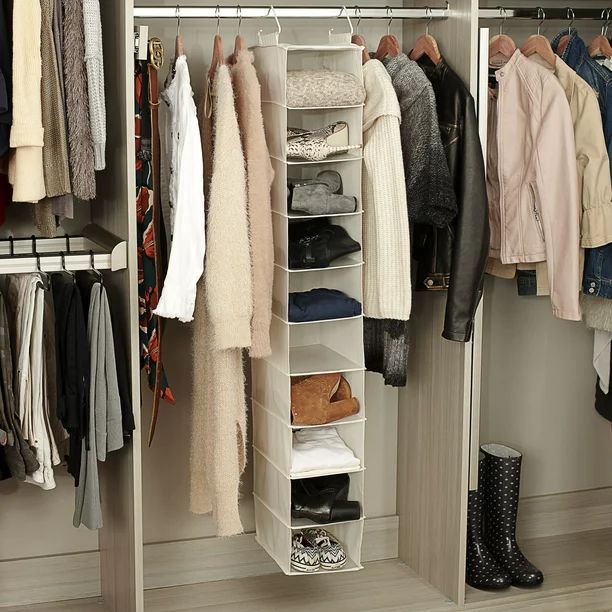 Household Essentials 10-Pocket Hanging Closet Organizer, White - Walmart.com | Walmart (US)