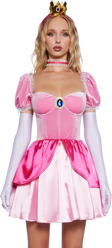 Dolls Kill Super Video Game Princess Inspired Costume - Peach Mini Dress and Crown by Trickz N' T... | Amazon (US)