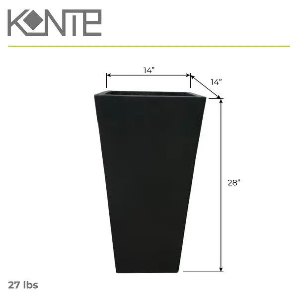 Kante 28 in. Tall Burnished Black Lightweight Concrete Modern Tapered Tall Square Indoor/Outdoor ... | Bed Bath & Beyond