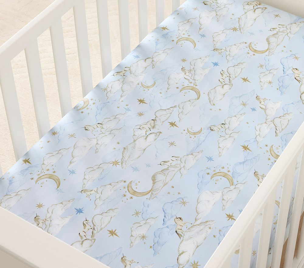 Chris Loves Julia Celestial Unicorn Organic Crib Fitted Sheet | Pottery Barn Kids