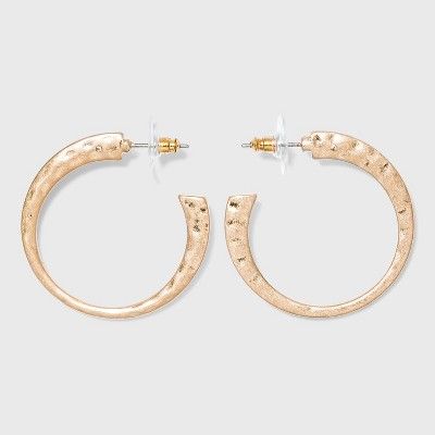 Worn Gold Hammered Metal Hoop Earrings - Universal Thread™ Gold | Target