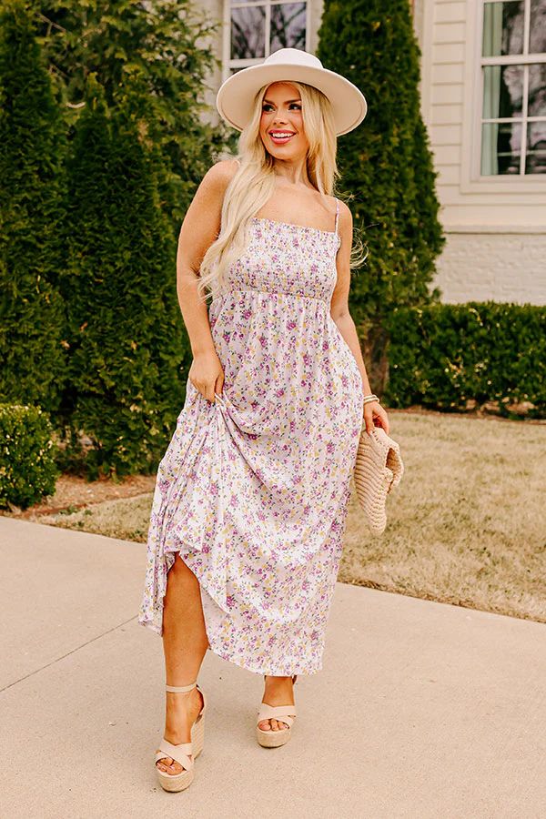 Smiles and Sunshine Floral Maxi in Lavender Curves | Impressions Online Boutique