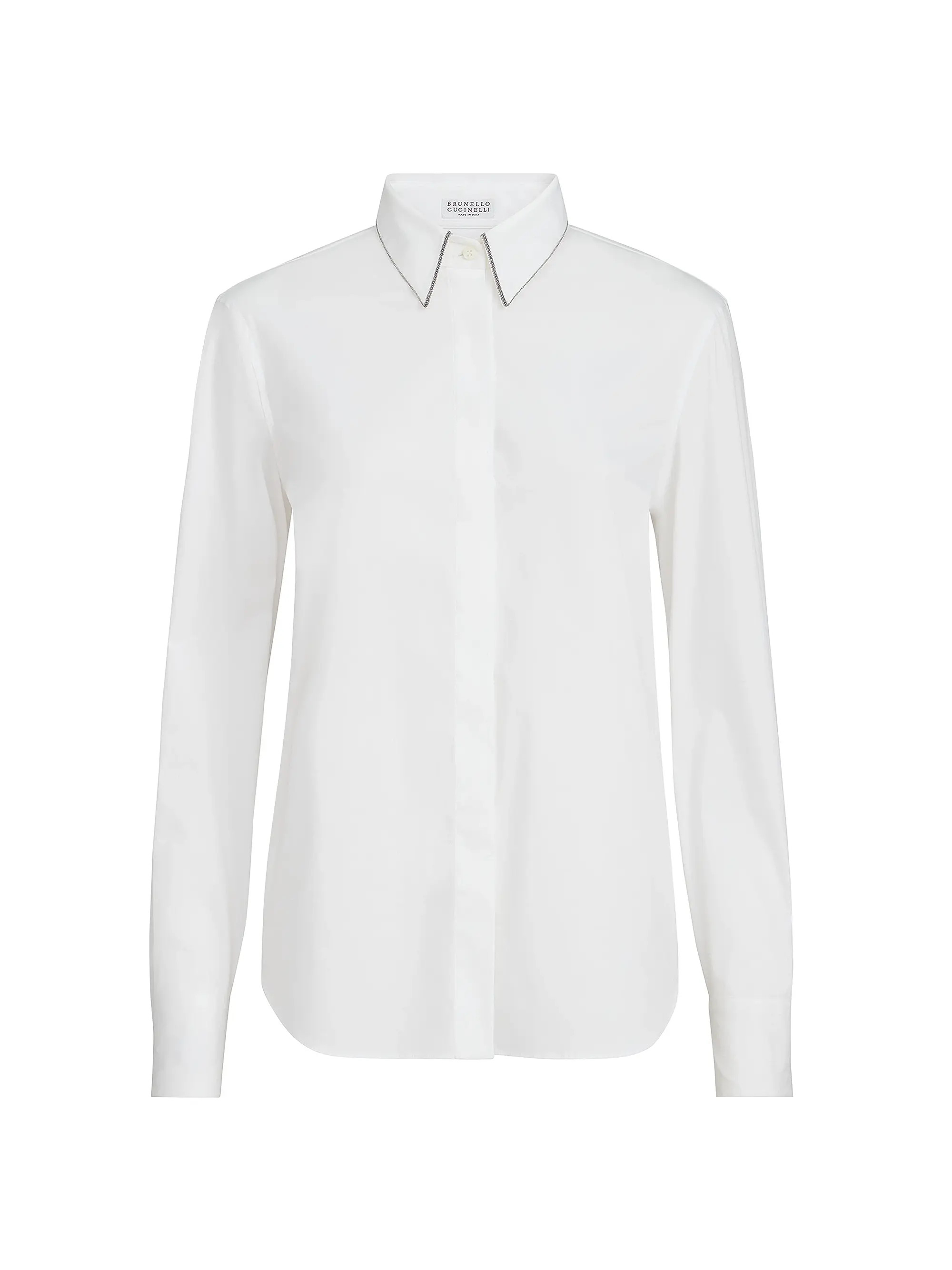 Stretch Cotton Poplin Shirt with Shiny Collar | Saks Fifth Avenue