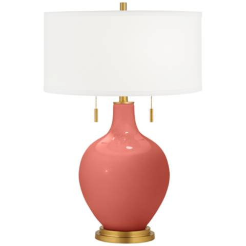 Color Plus Toby Brass 28" High Pink Coral Reef Table Lamp | Lamps Plus