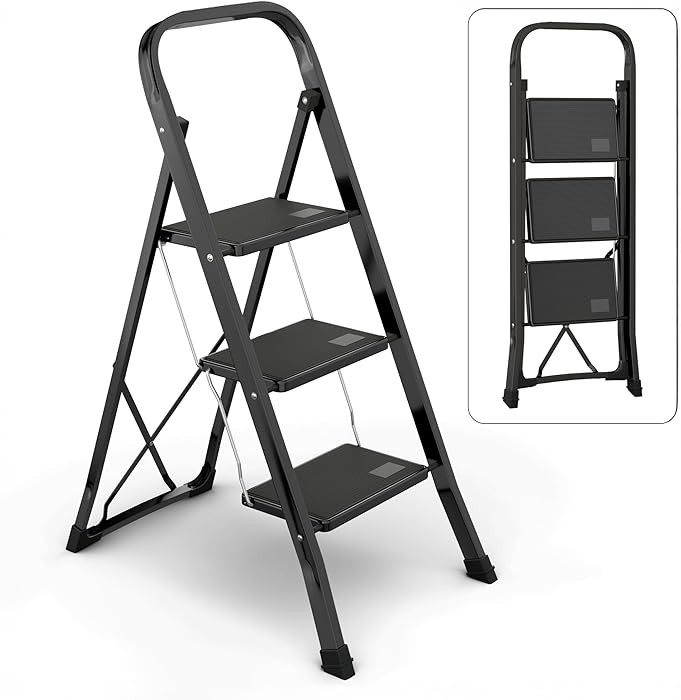 Lifetime Home Step Ladder with Wide Anti-Slip Platform & Thick Rubber Feet - Heavy Duty Foldable ... | Amazon (US)