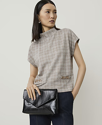 Ann Taylor Plaid Horsebit Embellished Top | Ann Taylor