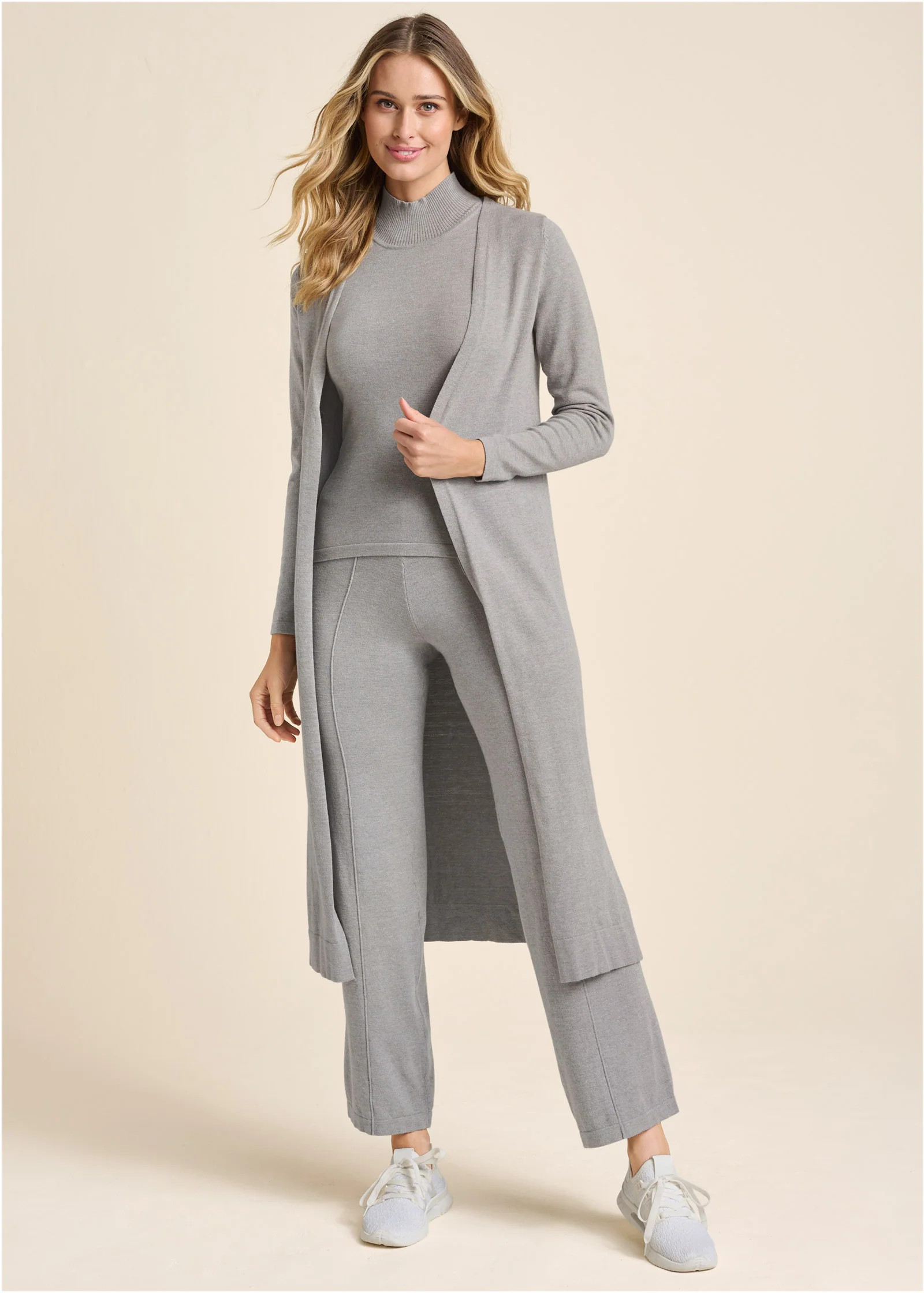 Knit Fitted Cardigan - Heather Grey | VENUS