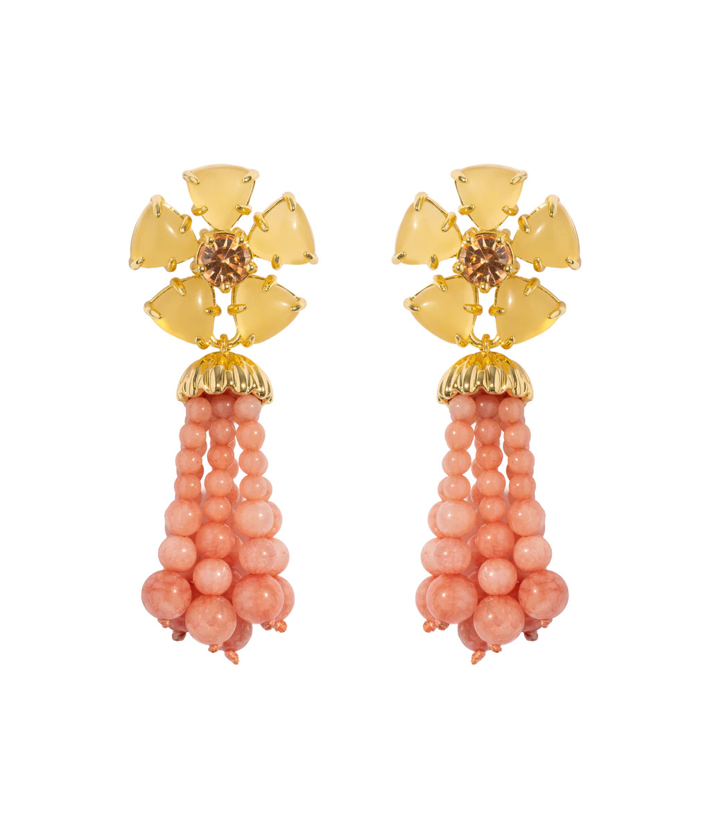 Talia Tassel Earrings in Coral | Over The Moon