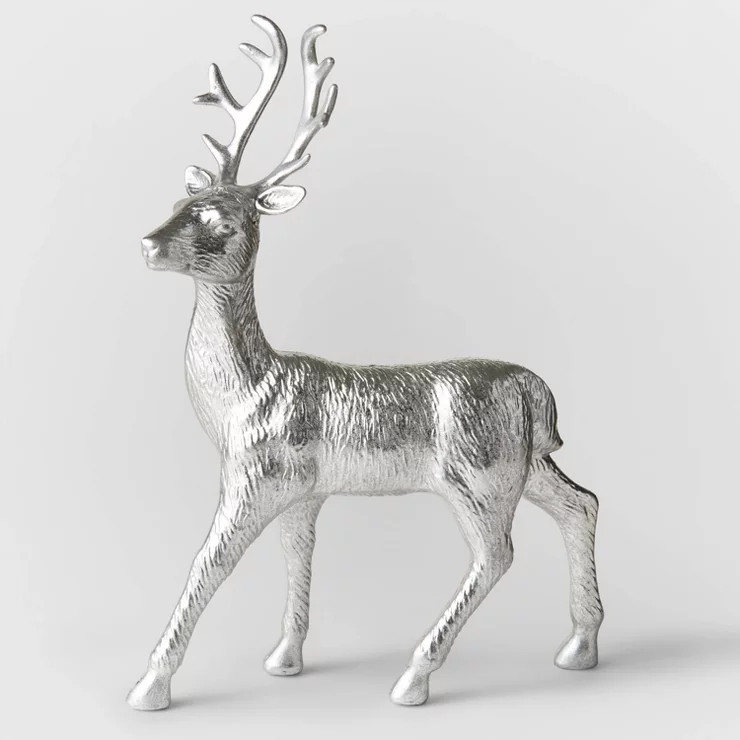 12.5" Plastic Standing Deer Decorative Figurine Metallic Silver - Wondershop™ | Target