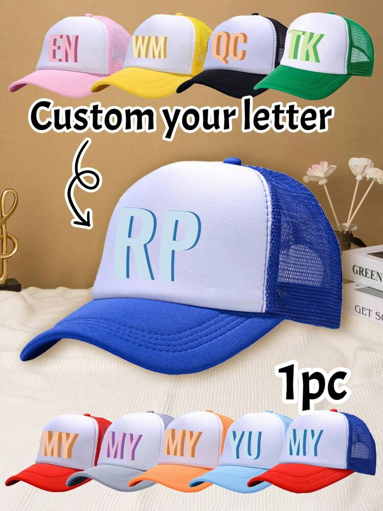 LICVIC 1-30Pcs Custom Letter Sponge Mesh Baseball Cap, Personalized Trucker Hat Men, Customizable... | SHEIN