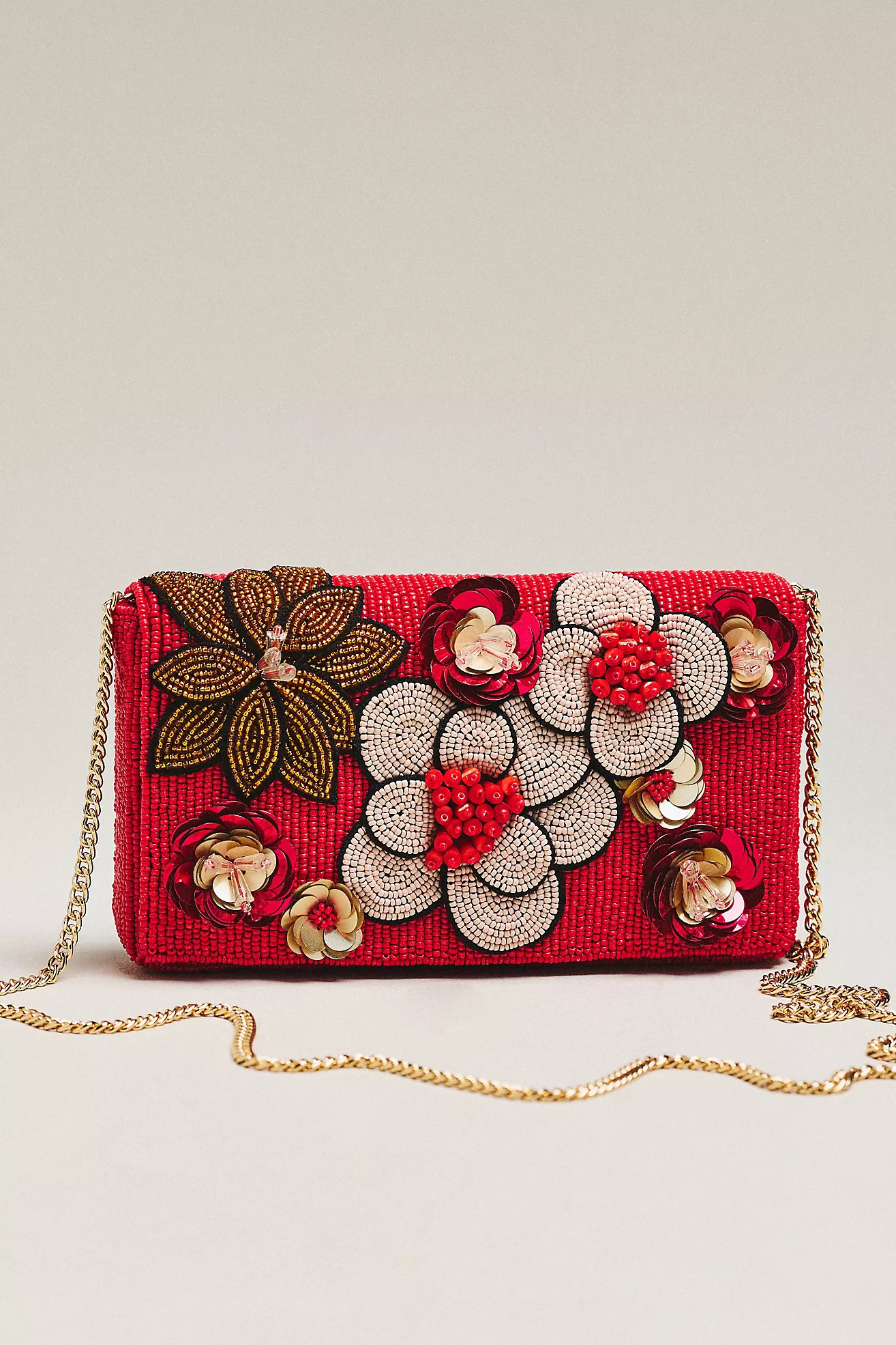 Maeve Beaded 3D Floral Embellished Clutch | Anthropologie (US)