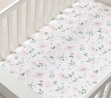Meredith Allover Floral Organic Fitted Crib Sheet | Pottery Barn Kids