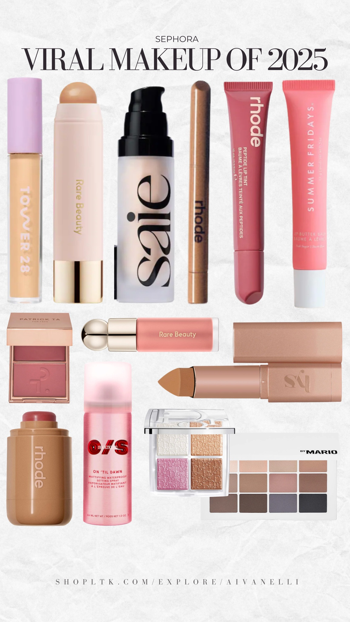 Sephora viral makeup of 2025

glowy skin makeup look
soft matte foundation trend
neutral eyeshadow palettes
cream blush and bronzer
clean girl makeup aesthetic
natural brow styling
lip oil and gloss trend
dewy highlight products
everyday minimal makeup
effortless no-makeup makeup look

#LTKSeasonal #LTKSaleAlert