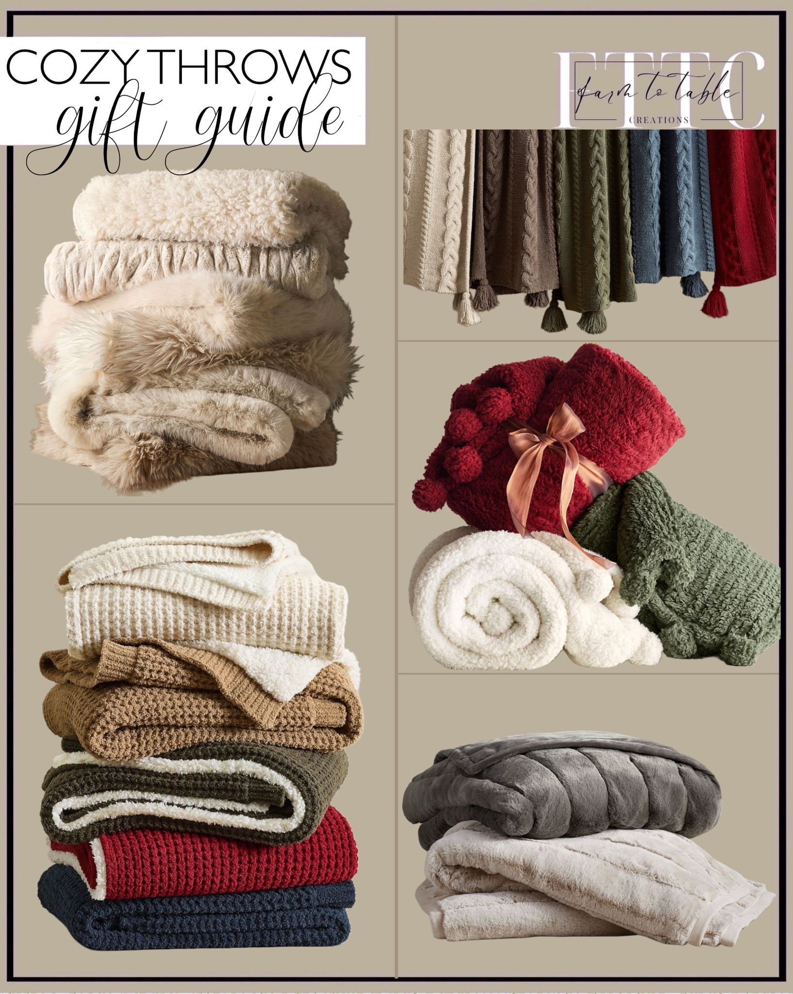 Cozy Throw Blanket Gift Guide (All on Sale)

Follow @farmtotablecreations on Instagram for daily home finds, sales, and cozy inspiration.

These cozy throw blankets are some of my favorite giftable finds right now—and they’re all on sale 🙌🏼 From ultra-soft sherpa and plush fleece to chunky knit and textured woven styles, these are perfect for draping over a sofa, layering at the foot of the bed, or gifting to literally anyone on your list. I love the neutral tones mixed with a few rich seasonal colors—they work all winter long and feel high-end without the high price tag. Every option is soft, warm, and easy to style, making them a no-fail gift.

#throwblanket #cozyhome #giftguide #homegifts #livingroomdecor #bedroomdecor #neutralhome #winterdecor #holidaygifts #homefinds

#LTKGiftGuide #LTKSaleAlert #LTKHome