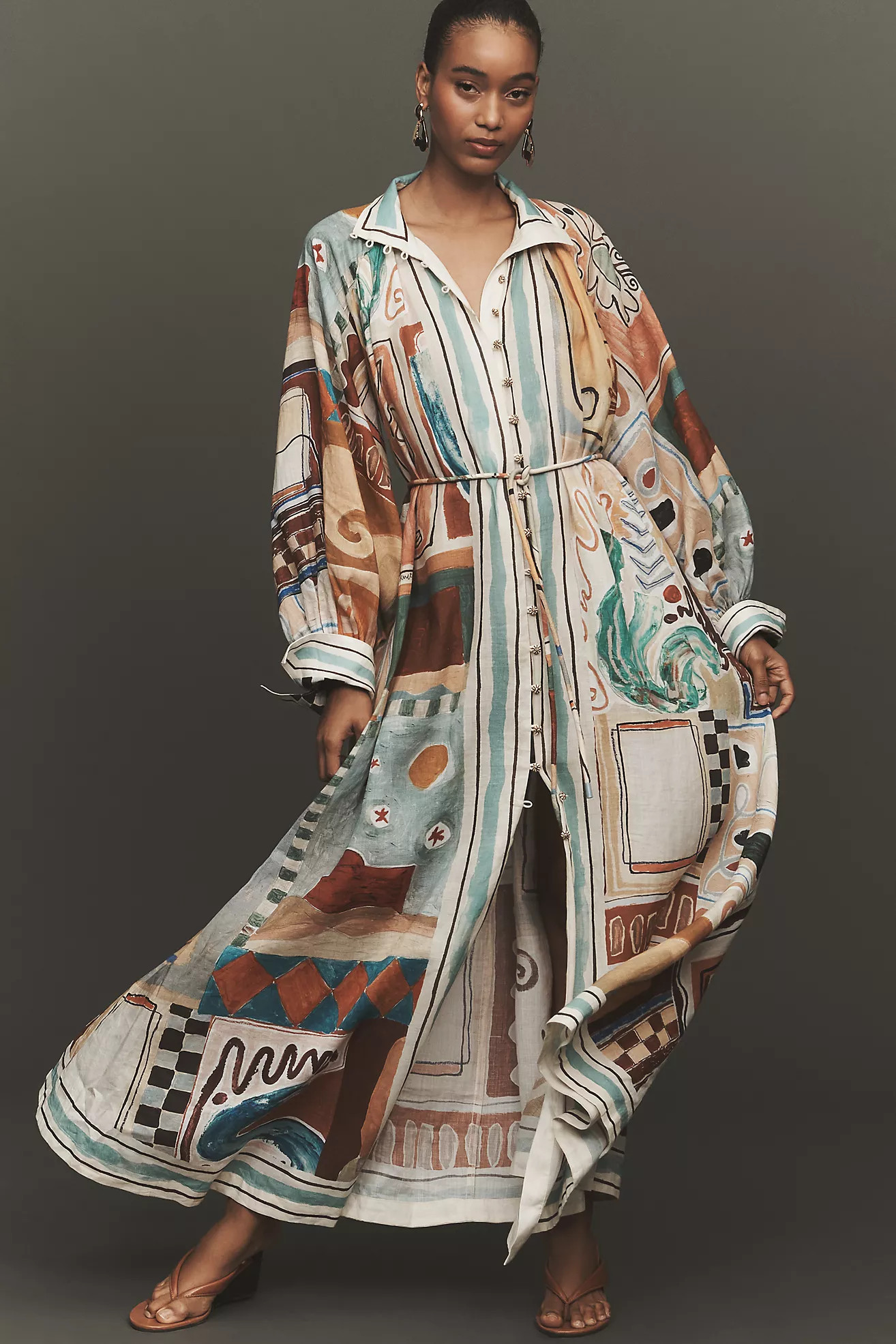 ALÉMAIS Michelle Long-Sleeve Linen Shirtdress | Anthropologie (US)