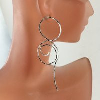 Long Silver Earrings . Sterling Wire Dangle Earrings Argentium Silver .nickel Free Jewelry No.00E221 | Etsy (US)