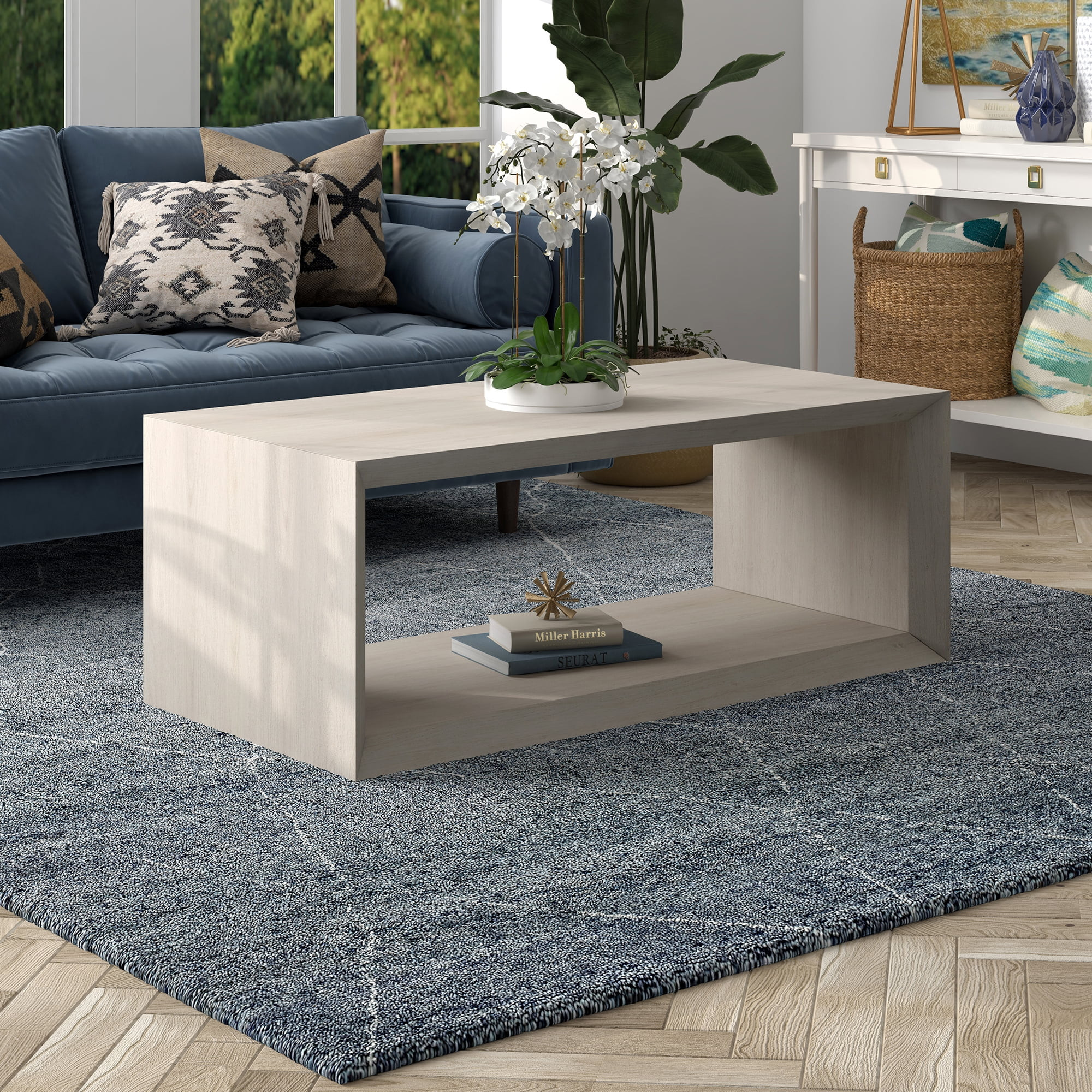 Evelyn&Zoe Modern/Contemporary 48" Wide Alder White Coffee Table | Walmart (US)