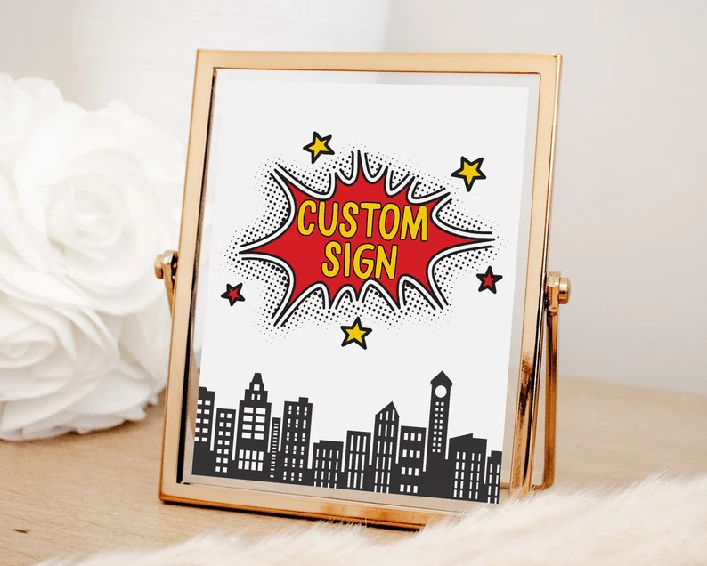 Superhero Birthday Party Sign: Custom Comics Theme (digital Download) - Etsy | Etsy (Global)