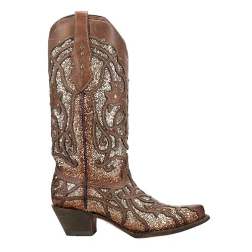 CORRAL Women's Golden Luminary Roots Orix Glitter Inlay and Studs Boots, 9.5 | Amazon (US)