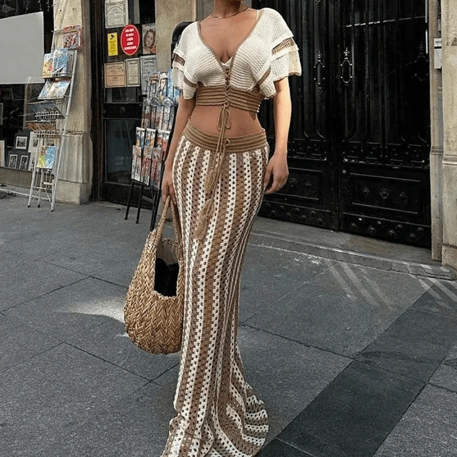 Mometa striped Knitted  2 Piece | SHEIN